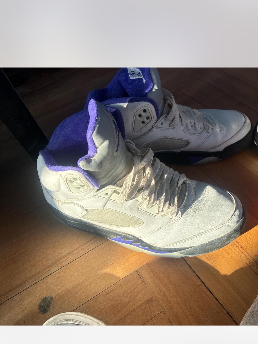 Jordan White and Purple High-Top Sneakers